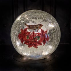 Flash Sale ⌛ Festive Poinsettia And Robin LED Lit Crackle Ball ✨