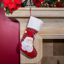 Best deal โจ Festive Santa Luxury โ Christmas Stocking With Plaid Design ๐