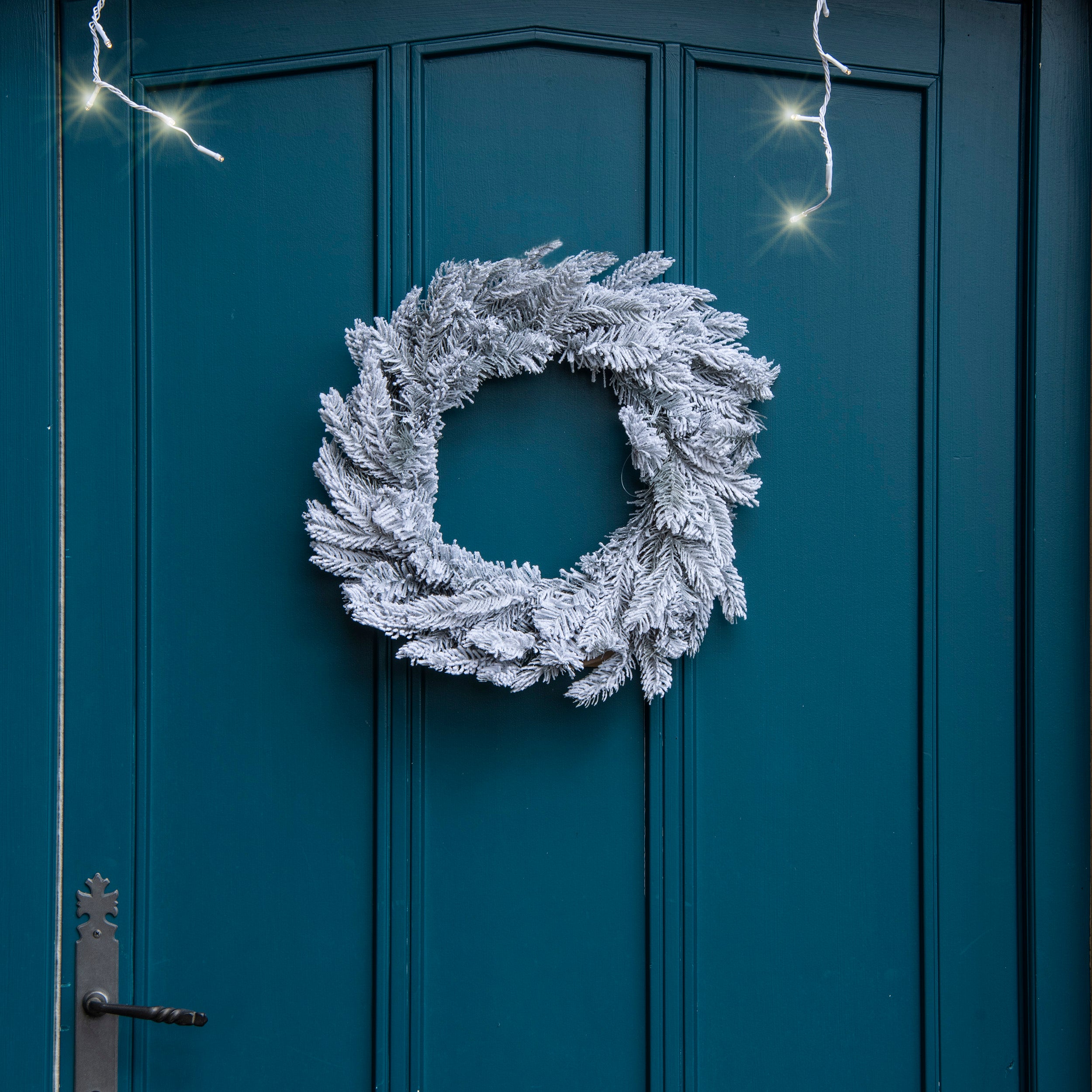 50cm Grey Silver Fir Tipped Luxury Christmas Wreath Flash Sale ???? Premier 50cm Grey Silver Fir Tipped Luxury ???? Christmas Wreath ???? -Konstsmide Shop 106005Wreathinsitu 2