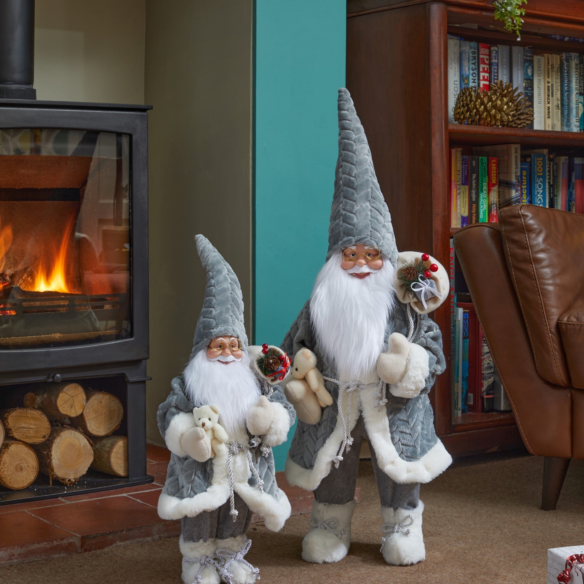 60cm Luxury Standing Santa in Grey Christmas Display Best Sale β Three Kings 60cm Luxury Standing Santa In Grey ???? Christmas Display ???? -Konstsmide Shop 25160172516018 PapaNoel Grey GroupInsitu 900137