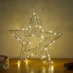 Best Sale ???? Three Kings Silver Wire Star With 40 Warm White LEDs ????
