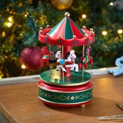 Best Pirce ๐ Three Kings Luxury Red And Green Animated Musical Carousel ๐