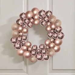 Buy ๐ Three Kings 40cm Festive Bauble-Esque Wreath In Rose Quartz ๐