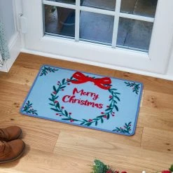 Discount 👍 Three Kings Festive Merry ❄ Christmas Wreath Door Mat 🔥