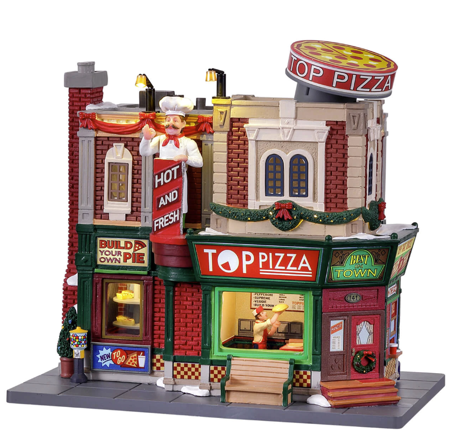 New ???? Lemax Top Pizza Animated ???? Christmas Scene ???? 3 New ???? Lemax Top Pizza Animated ???? Christmas Scene ????