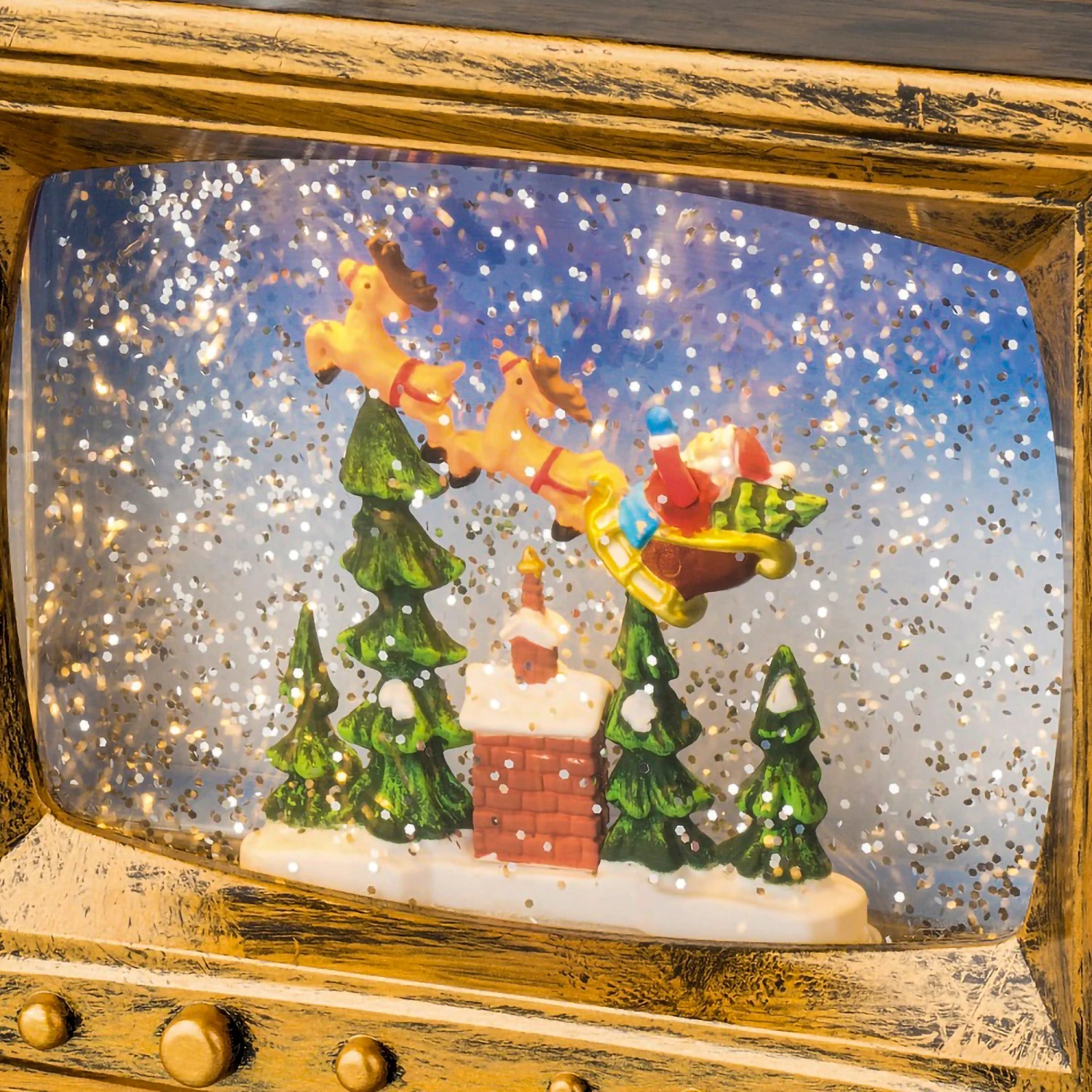 Budget ๐ Kaemingk Gold TV Glitter Lit Water Spinner Decoration With Santa And Sleigh ๐งจ 4 Budget ๐ Kaemingk Gold TV Glitter Lit Water Spinner Decoration With Santa And Sleigh ๐งจ - Image 2