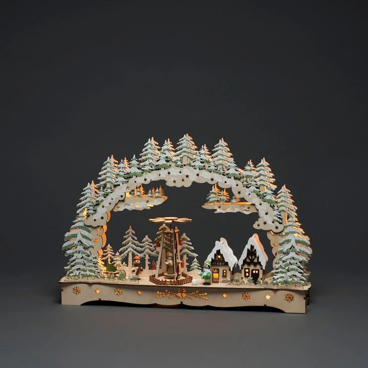 Brand new ๐ Konstsmide LED Lit Wooden Village ๐ Christmas Scene With ๐ Christmas Tree Archway ๐ 4 Brand new ๐ Konstsmide LED Lit Wooden Village ๐ Christmas Scene With ๐ Christmas Tree Archway ๐ - Image 2