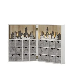Budget ✔️ Konstsmide ❄ Christmas Scene Silhouette Wooden Advent Calendar With Warm White Lights 👍 -Konstsmide Shop 3283 210.I.1.0