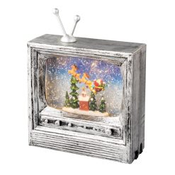 New ⭐ Kaemingk Silver TV Glitter Lit Water Spinner Decoration With Santa And Sleigh ⌛ -Konstsmide Shop 483240
