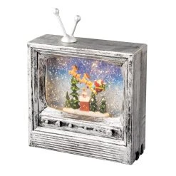 New ⭐ Kaemingk Silver TV Glitter Lit Water Spinner Decoration With Santa And Sleigh ⌛ -Konstsmide Shop 483240
