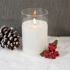 Brand new 💯 Kaemingk Medium LED Lit Wicker Candle In Glass Jar Battery Powered With Timer ✔️