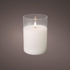 Brand new ???? Kaemingk Medium LED Lit Wicker Candle In Glass Jar Battery Powered With Timer ✔️ -Konstsmide Shop 485355 Copy