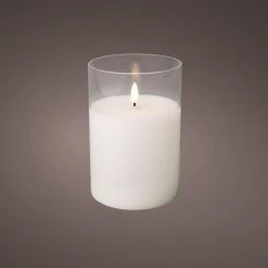 Brand new 💯 Kaemingk Medium LED Lit Wicker Candle In Glass Jar Battery Powered With Timer ✔️ -Konstsmide Shop 485355 Copy