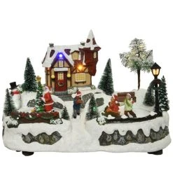 Wholesale 🧨 Kaemingk Animated Winter 🎅 Christmas Village Scene With Sleighing Children ❤️