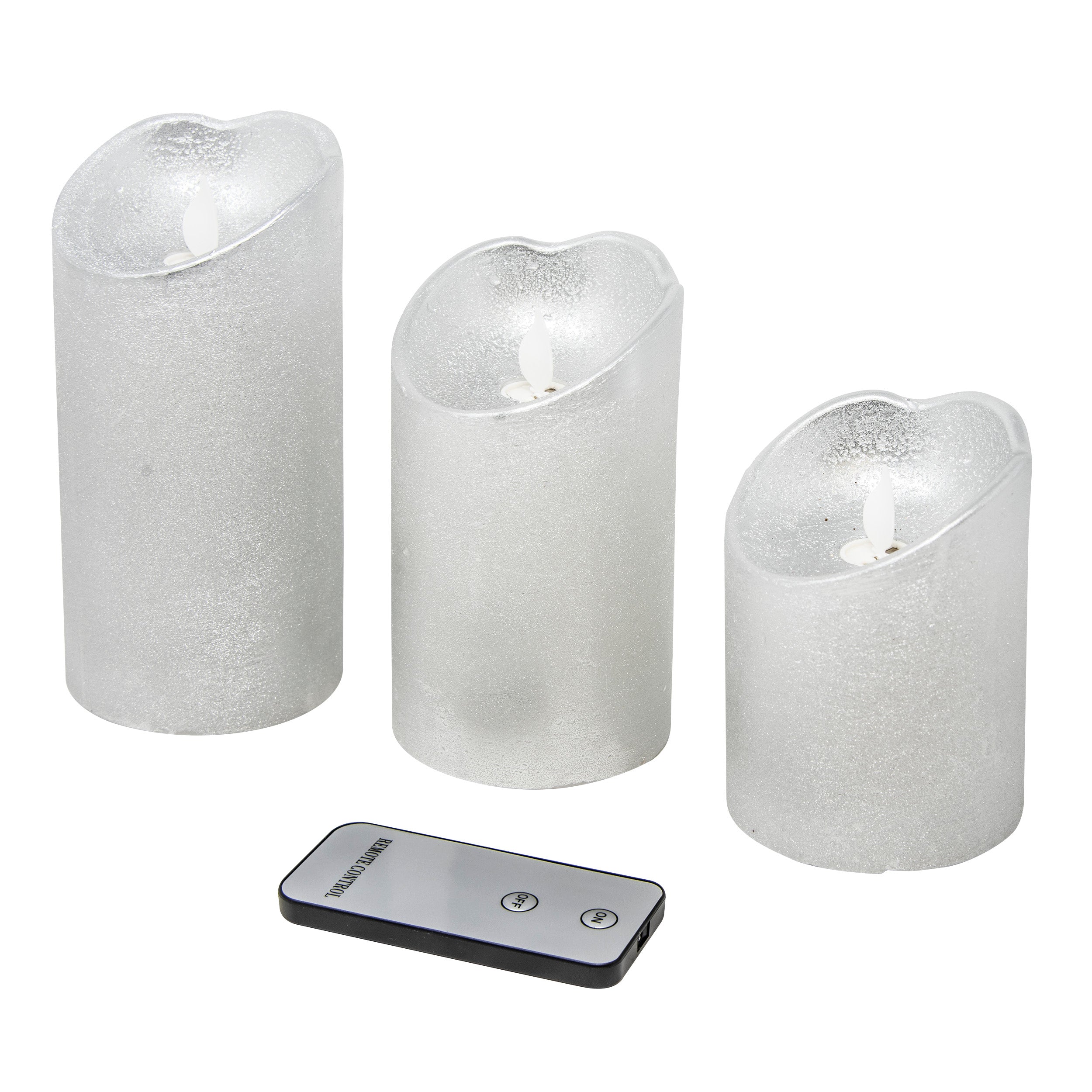 Buy ???? Kaemingk Set Of 3 Silver Glitter Waving Candles With Remote Control ???? 4 Buy ???? Kaemingk Set Of 3 Silver Glitter Waving Candles With Remote Control ???? - Image 2