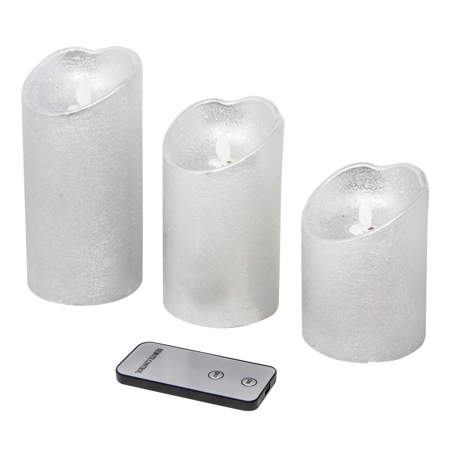 Buy ๐ Kaemingk Set Of 3 Silver Glitter Waving Candles With Remote Control ๐ 4 Buy ๐ Kaemingk Set Of 3 Silver Glitter Waving Candles With Remote Control ๐ - Image 2