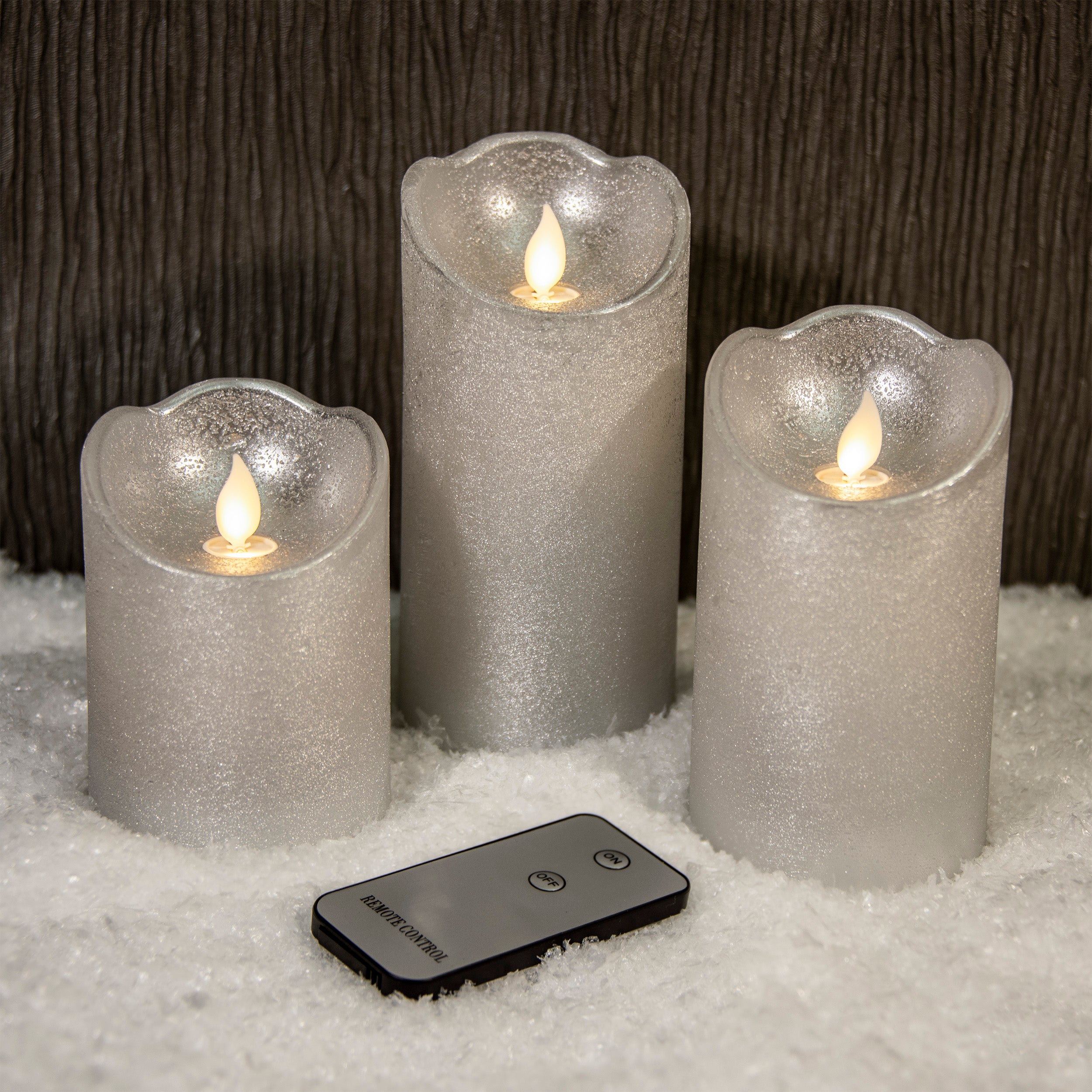 Buy ???? Kaemingk Set Of 3 Silver Glitter Waving Candles With Remote Control ???? 3 Buy ???? Kaemingk Set Of 3 Silver Glitter Waving Candles With Remote Control ????