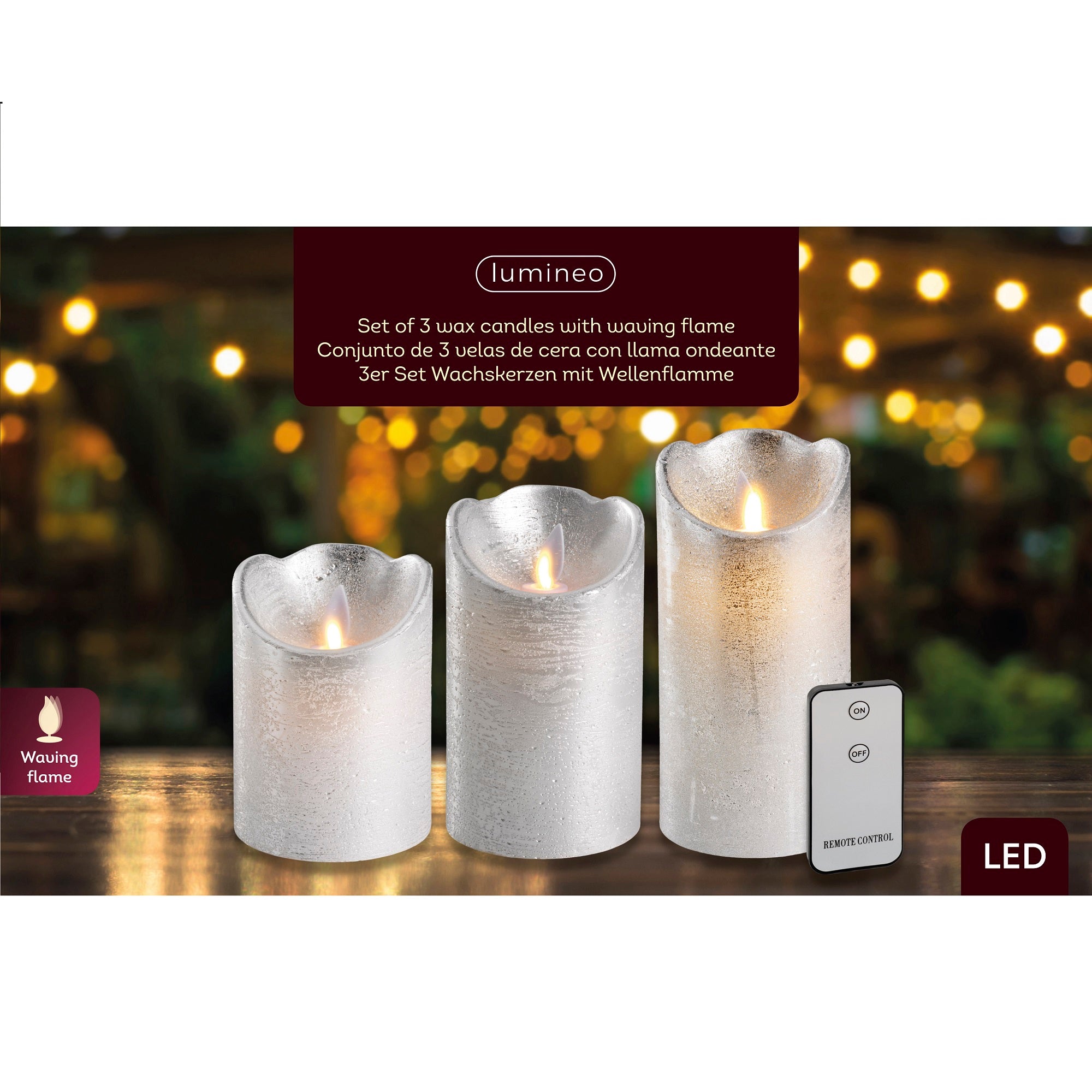 Buy ???? Kaemingk Set Of 3 Silver Glitter Waving Candles With Remote Control ???? 5 Buy ???? Kaemingk Set Of 3 Silver Glitter Waving Candles With Remote Control ???? - Image 3