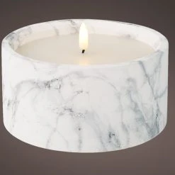 Hot Sale 👍 Kaemingk 15cm LED Wick Candle In Marble Effect Holder 🛒