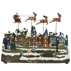 Wholesale ???? Kaemingk ???? Christmas Village Scene With Animated Santa And Reindeer's ????