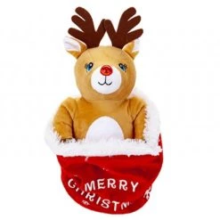 New ❤️ Snow White Animated Peekaboo 🔔 Christmas Reindeer With Sack 🧨