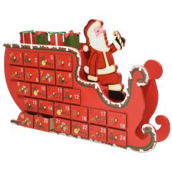 New ???? Kaemingk Wooden Santa In Sleigh ???? Christmas Advent Calendar ✔️