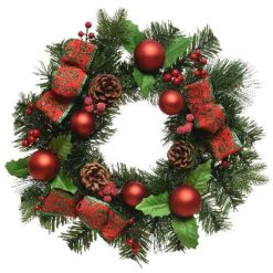 Outlet ???? Kaemingk 30cm Luxury Green Wreath With Red Decorations ???? -Konstsmide Shop 687030 900492