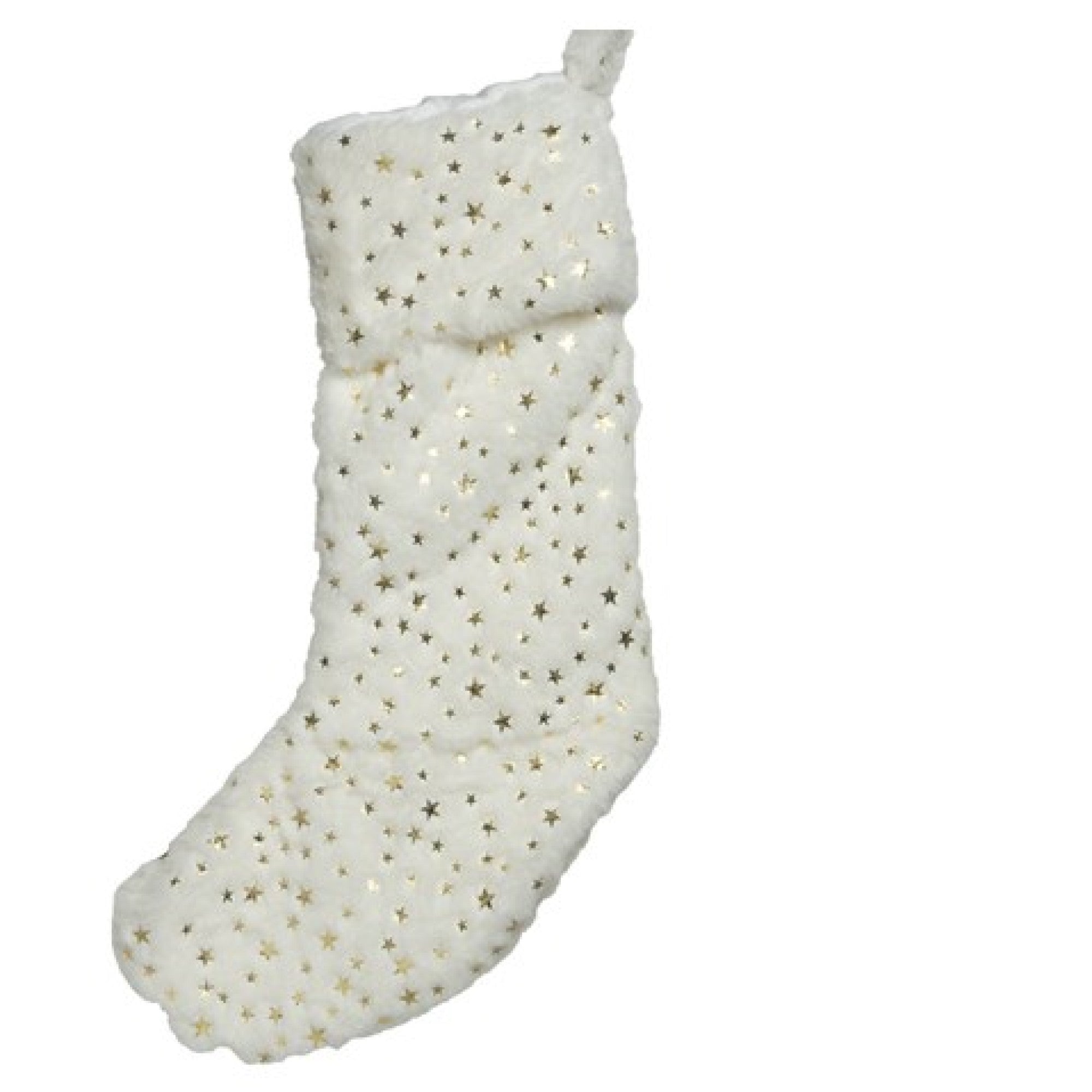 Luxury White Fur Stocking with Gold Stars Brand new ???? Kaemingk Luxury White Fur Stocking With Gold Stars ???? -Konstsmide Shop 703240 900501