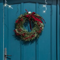 Coupon ???? Kaemingk 50cm Luxury Wreath With Red Bow And Berry Decorations ✨