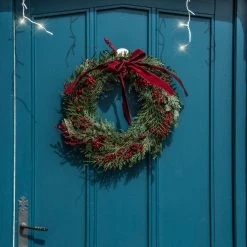 Coupon 💯 Kaemingk 50cm Luxury Wreath With Red Bow And Berry Decorations ✨