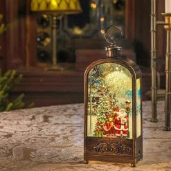 Brand new 🎉 Konstsmide Santa & ❄ Christmas Tree Magical Bronzed Water Lantern With Lights ✔️