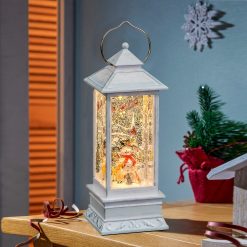 Coupon ???? Snowtime White Magical Water Lantern With ???? Christmas Snowman Scene ????