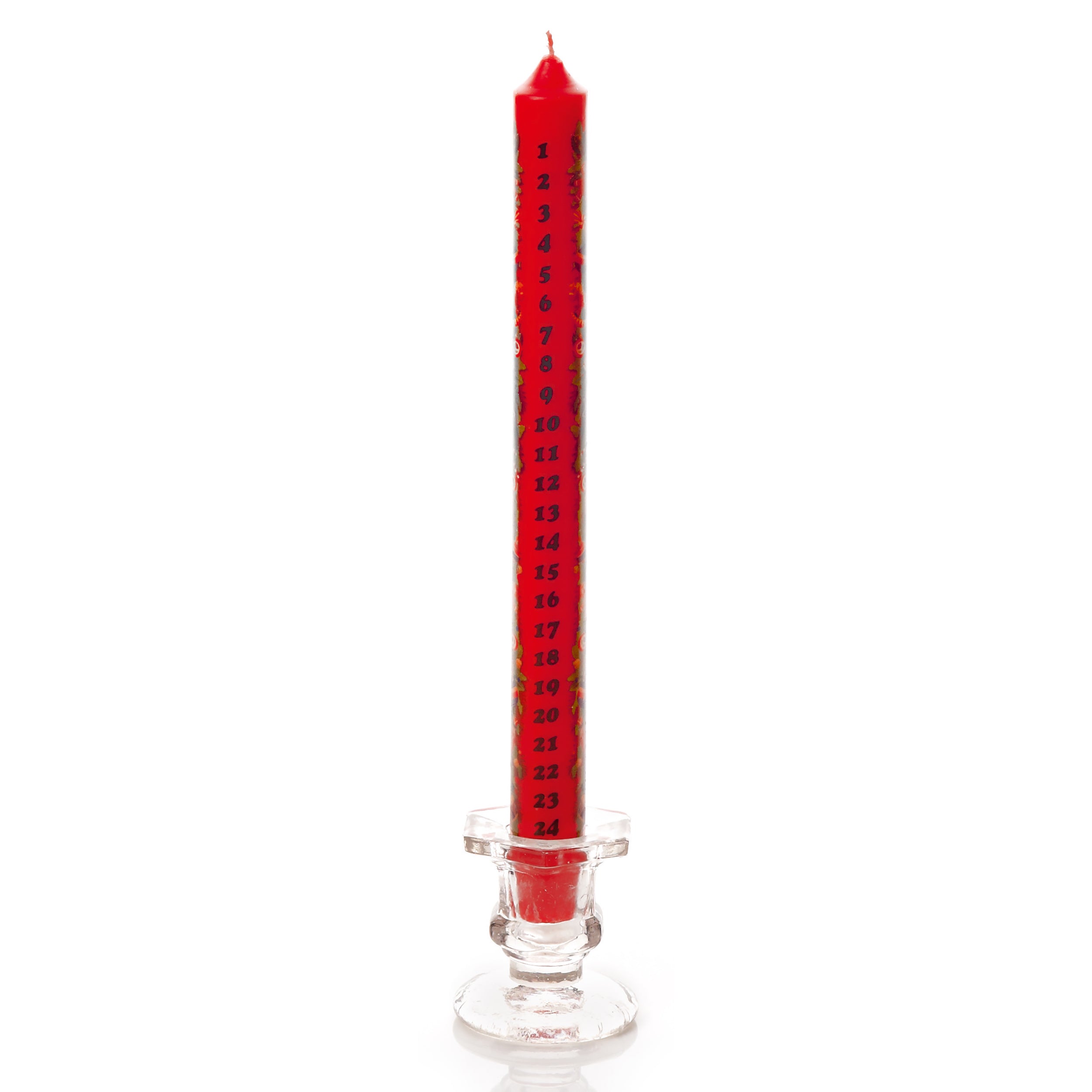 Red Tapered Christmas Advent Countdown Candle with Glass Holder Deals ???? Premier Red Tapered ???? Christmas Advent Countdown Candle With Glass Holder ???? -Konstsmide Shop AC165687R