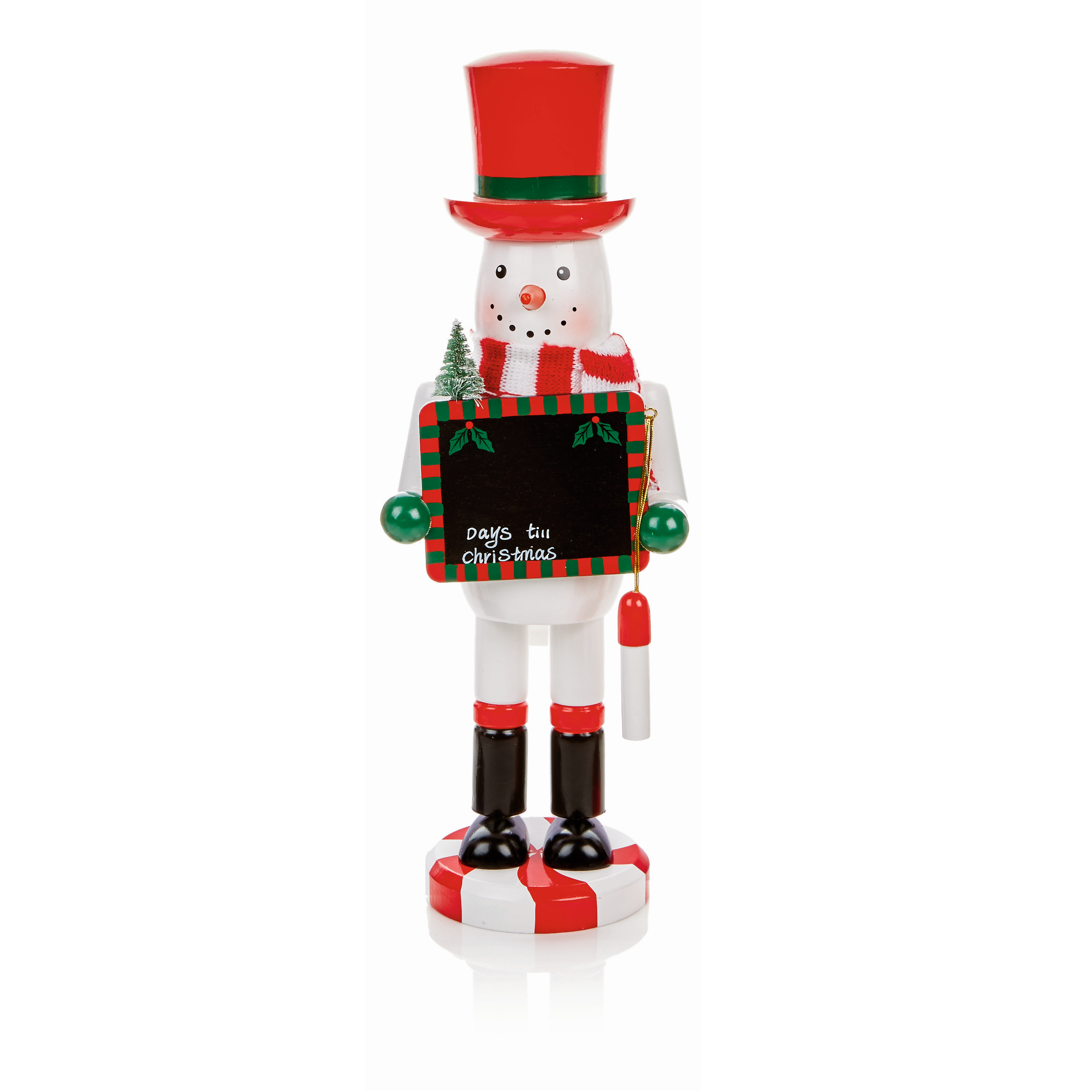 Snowman Nutcracker with Christmas Countdown Chalkboard Red Hat Flash Sale ???? Premier Snowman Nutcracker With ❄ Christmas Countdown Chalkboard Red Hat ⭐ -Konstsmide Shop AC183168 Red