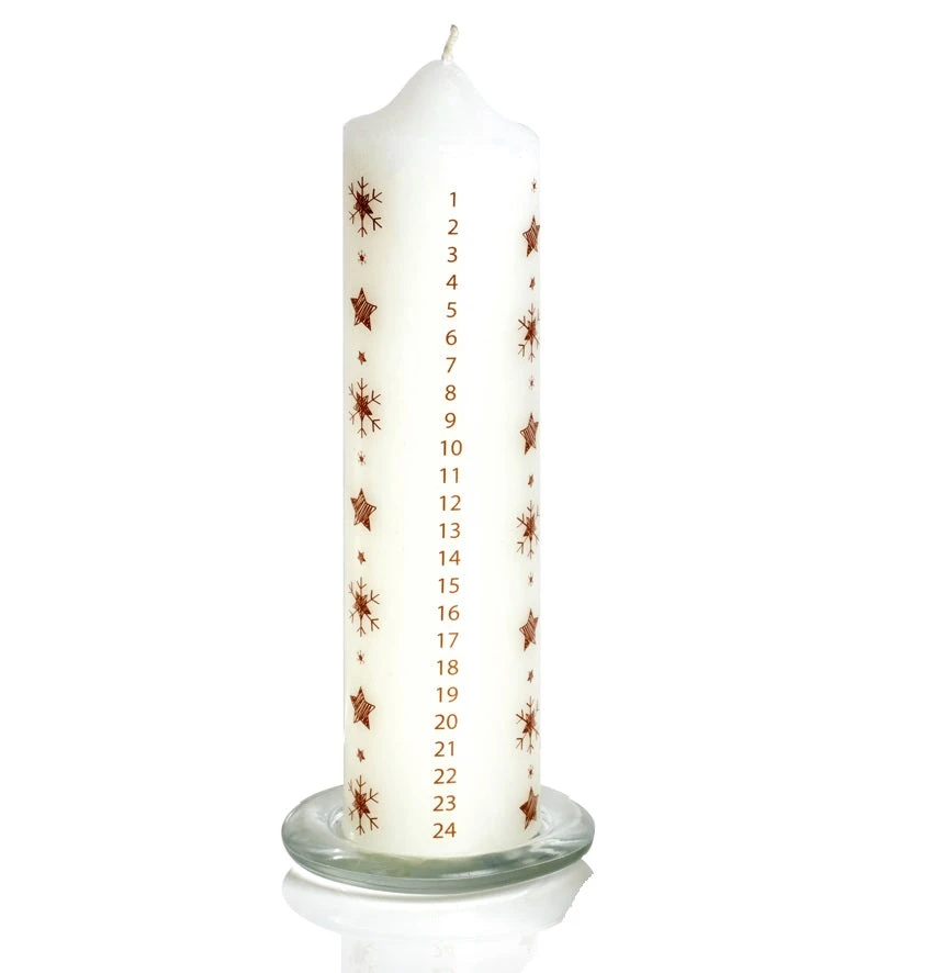 Brand new โญ Premier ๐ Christmas Advent Countdown Candle With Glass Holder ~ Gold Star And Snowflake ๐ 4 Brand new โญ Premier ๐ Christmas Advent Countdown Candle With Glass Holder ~ Gold Star And Snowflake ๐ - Image 2