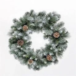 Cheapest ⌛ Snowtime 60cm Frosted Glacier Wreath With Pine Cones 🌟