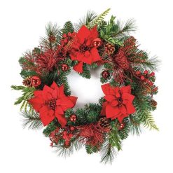 Brand new ???? Premier 50cm Red Luxury Poinsettia ???? Christmas Door Wreath ✔️