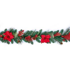 Flash Sale ???? Premier 1.8m Red Poinsettia ???? Christmas Garland Home Decoration ????