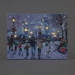 Cheap ???? Snowtime 40cm Pre Lit London Tower Bridge ???? Christmas Canvas ????
