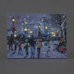 Cheap 😍 Snowtime 40cm Pre Lit London Tower Bridge 🎄 Christmas Canvas 😍