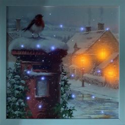 Budget ???? Snowtime Battery Operated Fibre Optic Robin Postbox Canvas ❤️