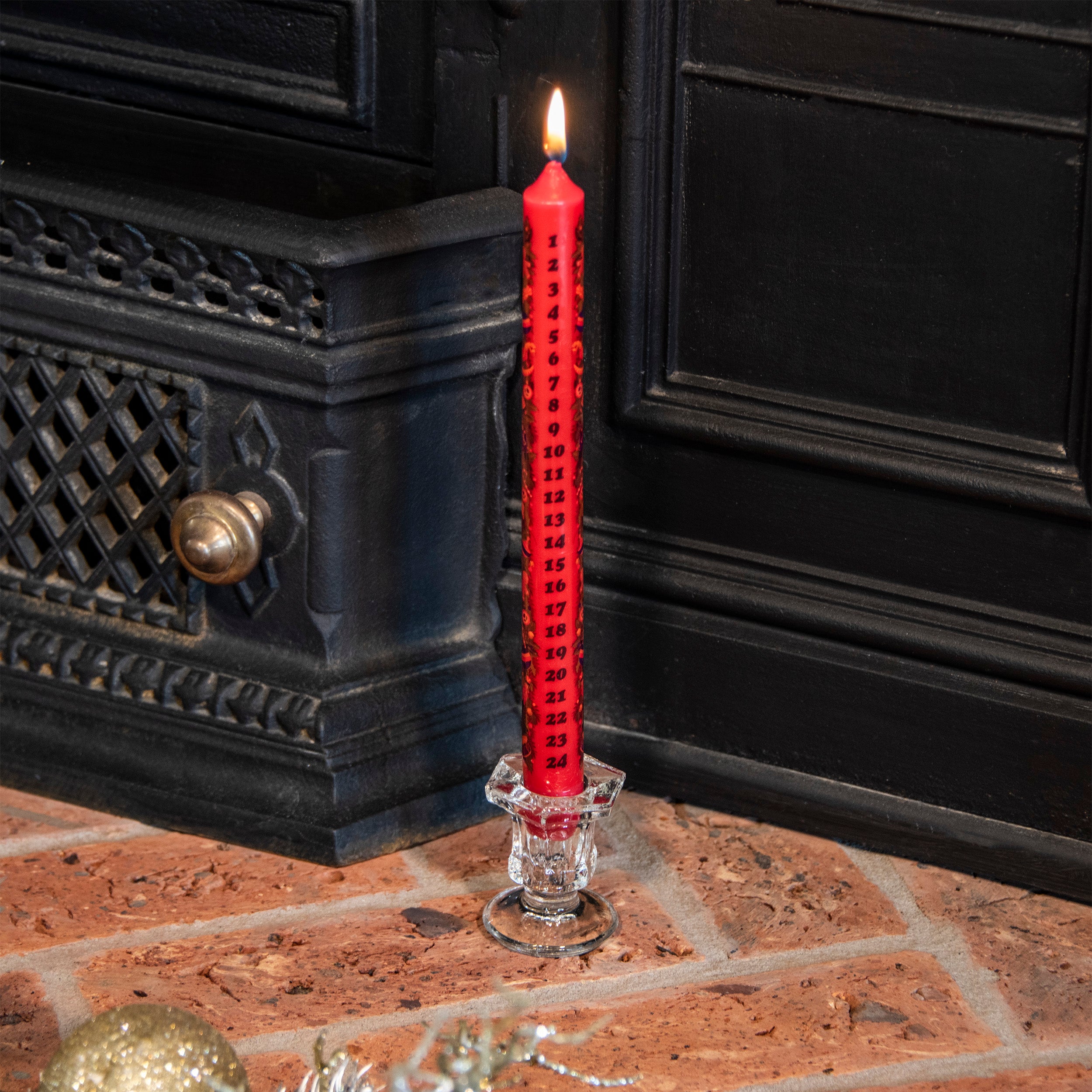 Red Tapered Christmas Advent Countdown Candle with Glass Holder Deals ???? Premier Red Tapered ???? Christmas Advent Countdown Candle With Glass Holder ???? -Konstsmide Shop GTLAdvent900564