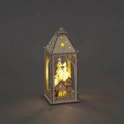Buy 🥰 Snowtime Natural Wood Lantern With 🎄 Christmas House Scene 🧨