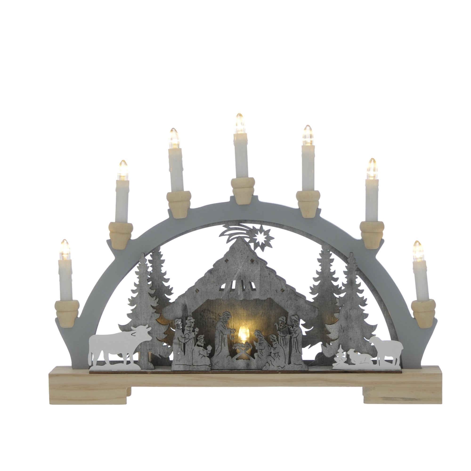 Wooden Nativity Candle Bridge with 8 Candles Buy ???? Festive Wooden Nativity Candle Bridge With 8 Candles ???? -Konstsmide Shop P035790 900008