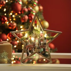 Brand new ???? Festive Wooden Star With Reindeer Scene ????