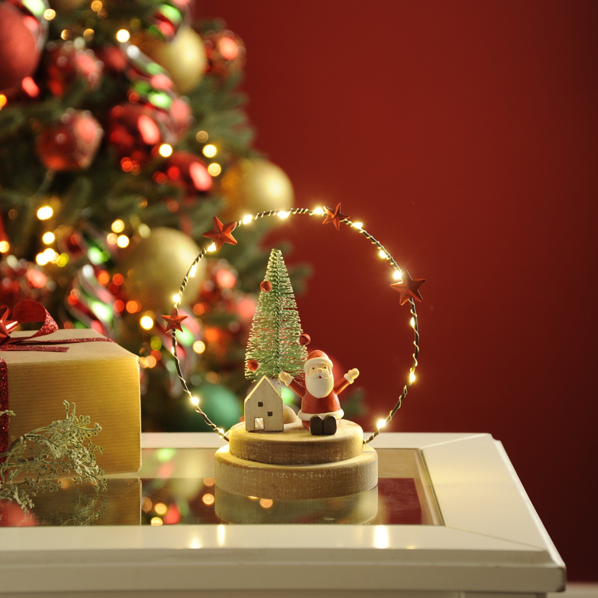 Wire Ring Tabletop Display with Santa & LED Lights Discount ✨ Festive Wire Ring Tabletop Display With Santa & LED Lights ???? -Konstsmide Shop P040647 900005