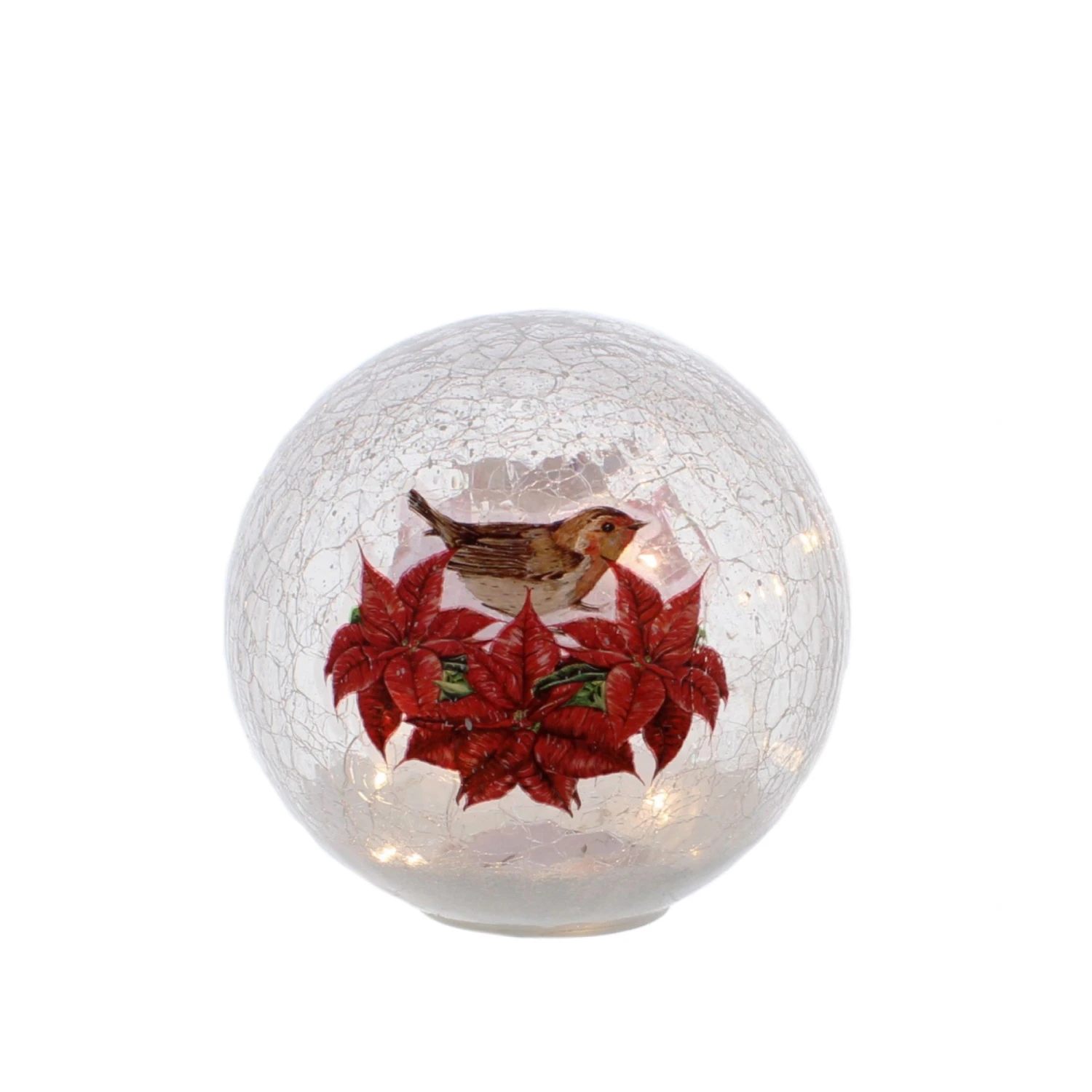 Coupon ๐ Festive Poinsettia And Robin Crackle Effect LED Lit Ball ๐ 3 Coupon ๐ Festive Poinsettia And Robin Crackle Effect LED Lit Ball ๐