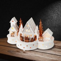 Hot Sale ???? Kaemingk LED Lit House With Train And Deer Scene ????