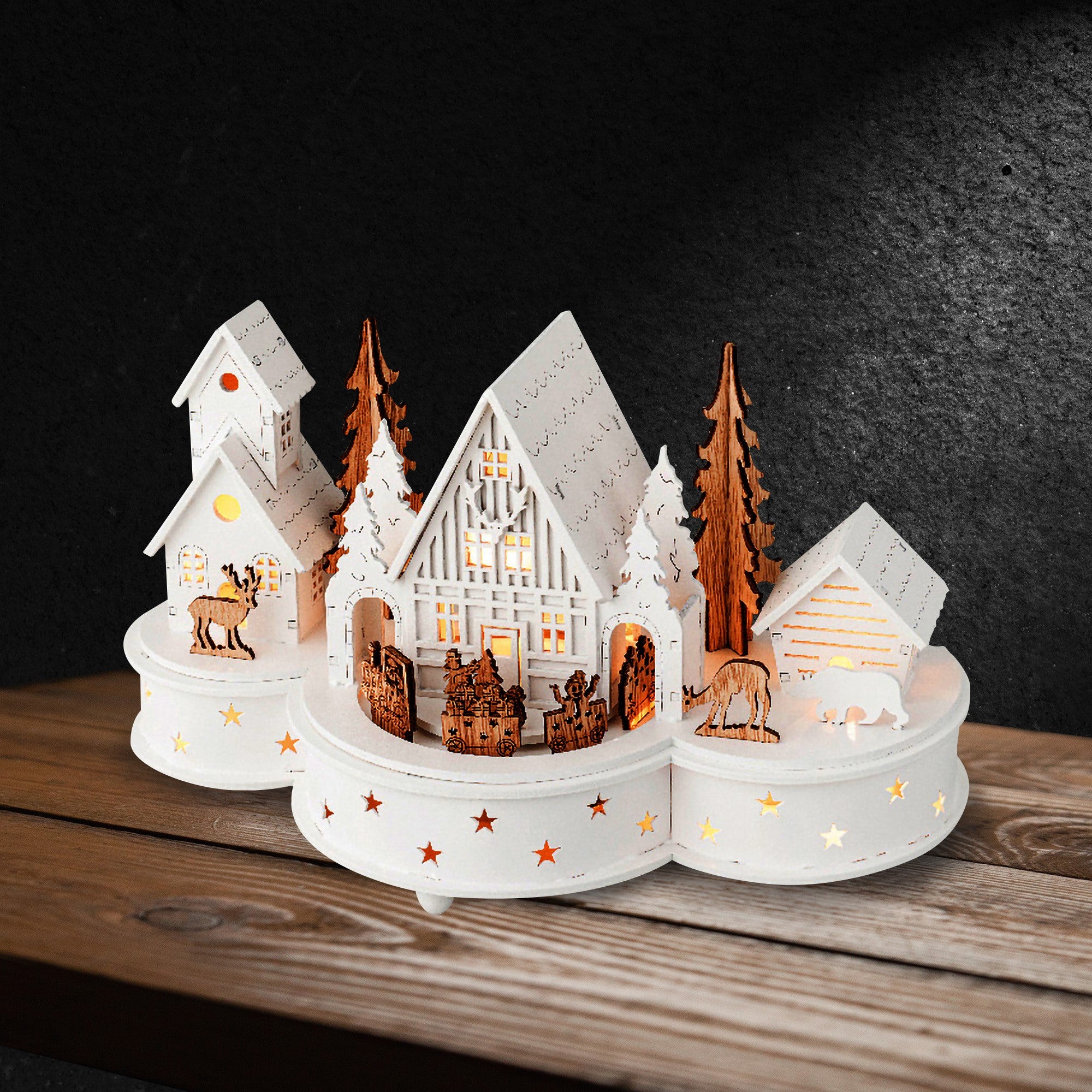 LED Lit House with Train and Deer Scene Hot Sale ???? Kaemingk LED Lit House With Train And Deer Scene ???? -Konstsmide Shop TransCon3